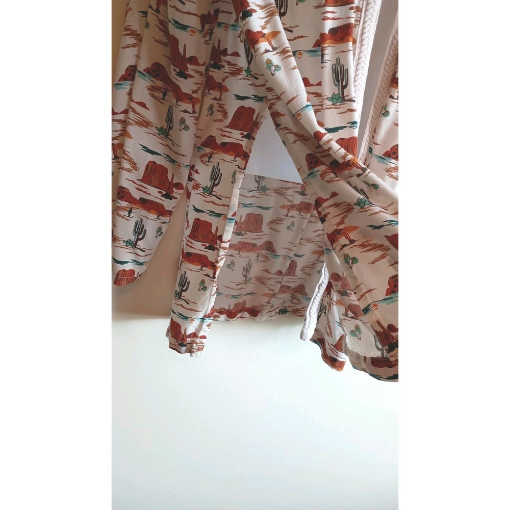 Rock & Roll Cowgirl Desert Print Open Front Kimono Split Sleeve Rayon M - Picture 3 of 11